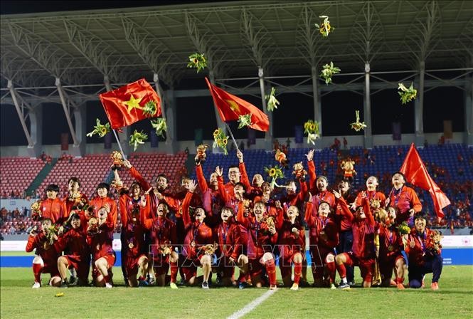  lần thứ ba liên tiếp giành Huy chương Vàng SEA Games. Ảnh: TTXVN