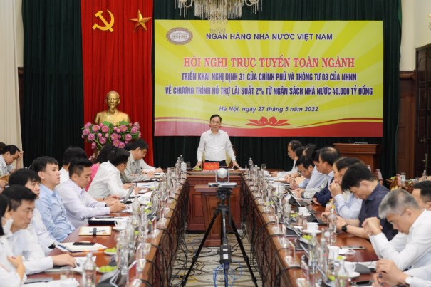 Phó Thống đốc Thường trực NHNN Đào Minh Tú chủ trì hội nghị. Ảnh: NHNN
