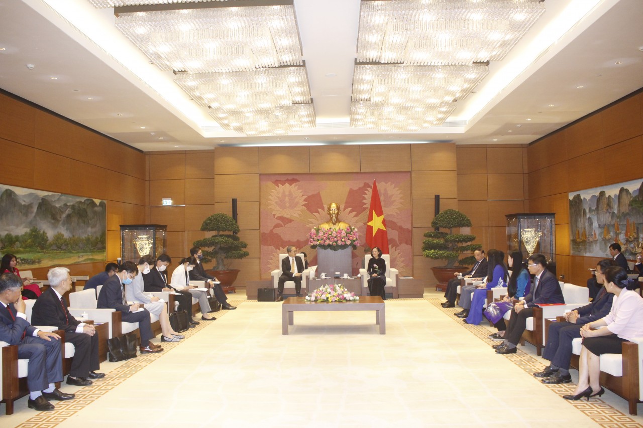 Quang cảnh buổi tiếp Đại sứ Đặc mệnh toàn quyền Nhật Bản tại Việt nam. Ảnh: Thành Luân