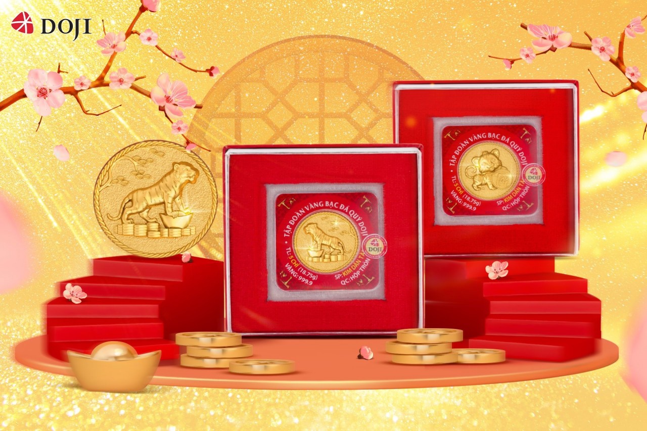 Lấy hình tượng Kim Dần – Hổ Vàng của năm 2022, DOJI cho ra mắt phiên bản vàng ép vỉ 999.9 độc đáo Kim Dần Chiêu Tài, Kim Dần Phát Lộc.