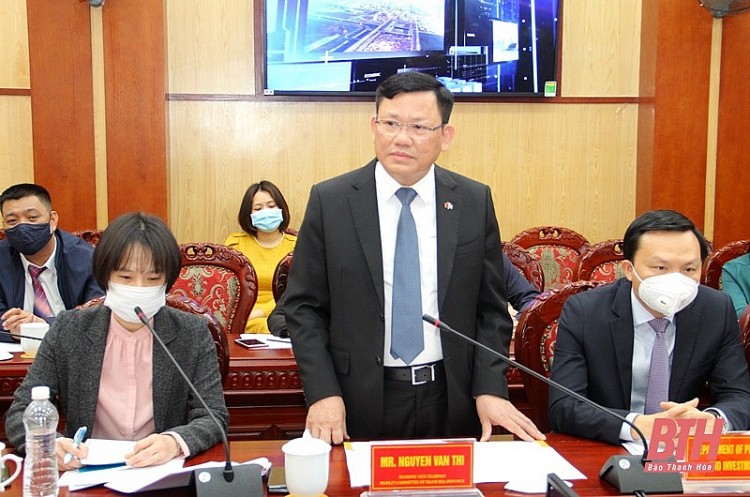 Phó Chủ tịch Thường trực UBDN tỉnh Nguyễn Văn Thi phát biểu tại buổi làm việc