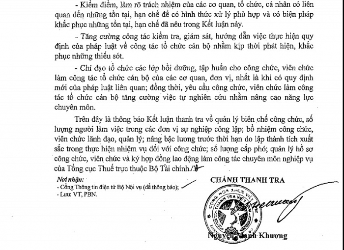 tong cuc thue bo nhiem 141 lanh dao khi chua du tieu chuan