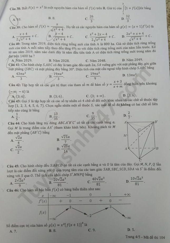 4707 de thi tot nghiep thpt mon toan 2020 ma 104 4 result