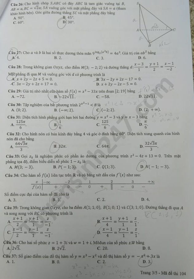 4709 de thi tot nghiep thpt mon toan 2020 ma 104 3 result