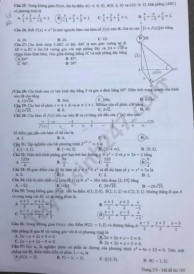 1126 de thi tot nghiep thpt mon toan 2020 ma 105 3 result