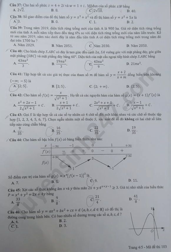 2549 de thi tot nghiep thpt mon toan 2020 ma 103 4 result