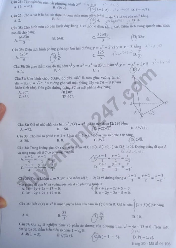 3329 de thi tot nghiep thpt mon toan 106 1 result