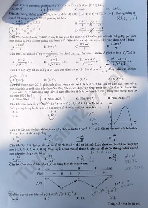 3912 de thi tot nghiep thpt mon toan 2020 ma 107 4 result