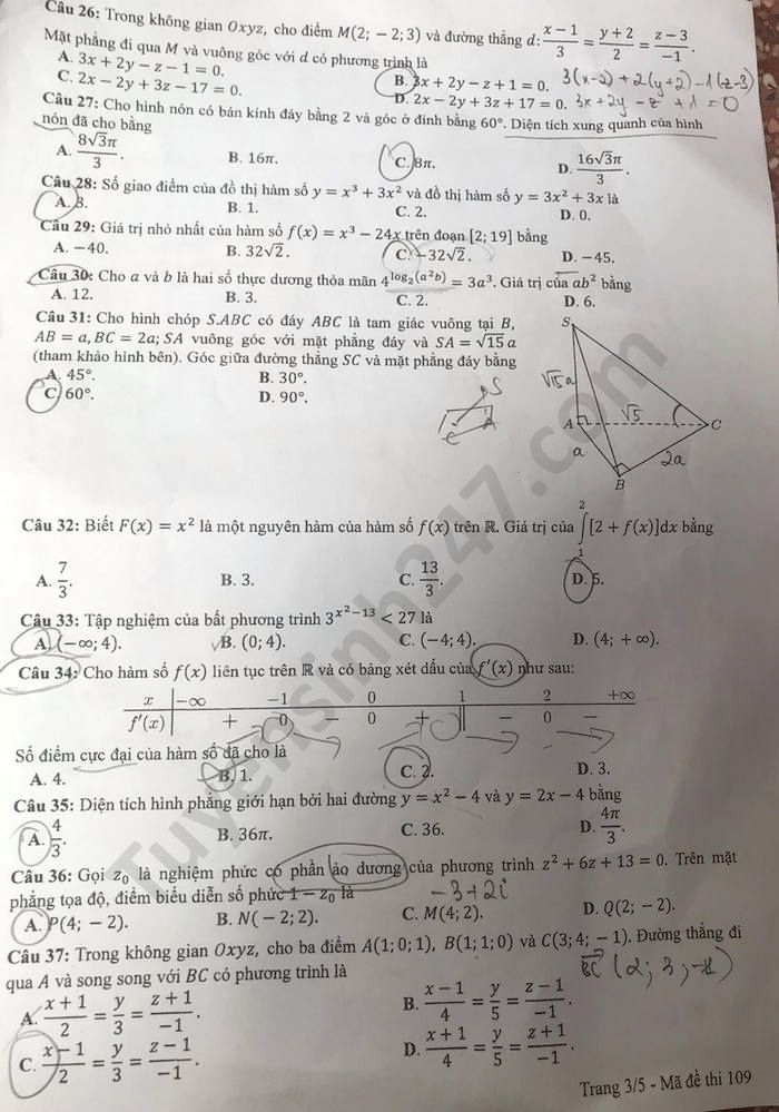 4505 de thi tot nghiep thpt mon toan 2020 ma 109 t 3 result