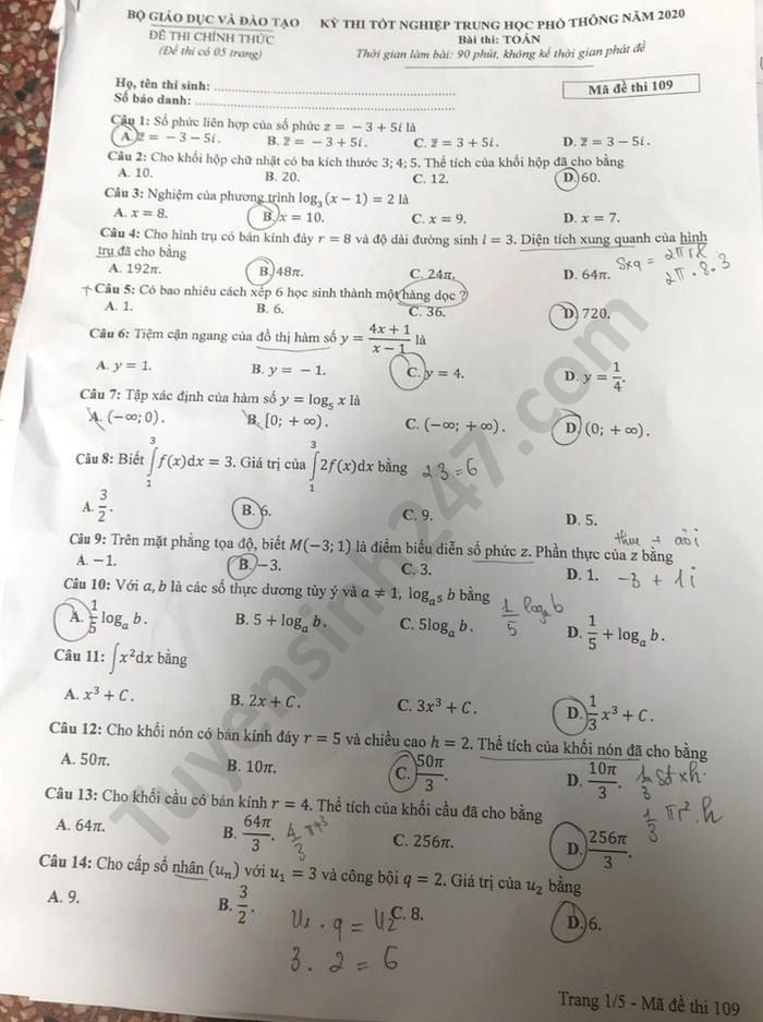 4510 de thi tot nghiep thpt mon toan ma 109 1 result