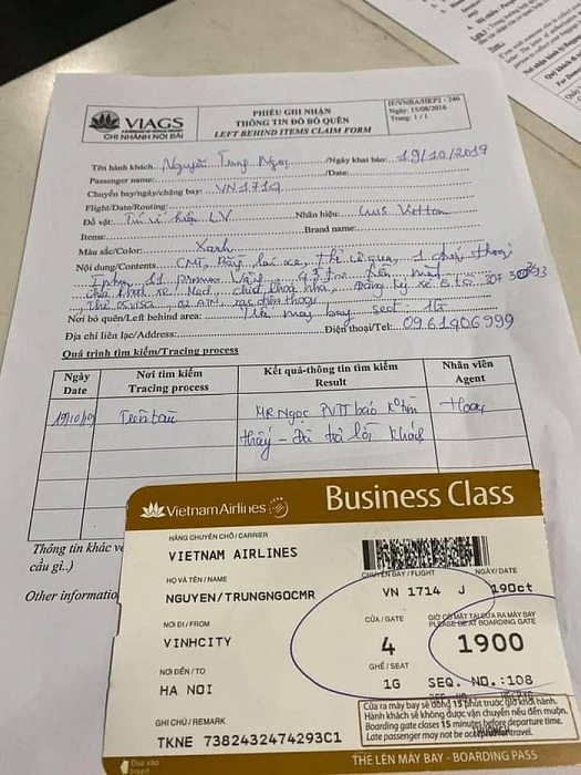 quen tui lv o khoang hang nhat khach vip vietnam airlines mat luon do