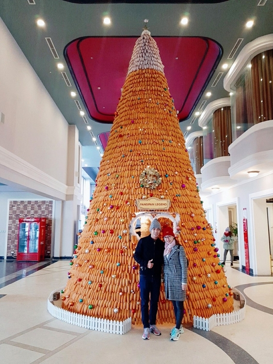 Cây thông Noel làm từ bắp ngô cao tới 9m