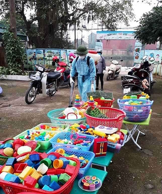 tuan hoc dau tien tai truong man non dao tu sau khi tam nghi phong dich covid 19
