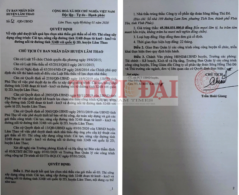 phu tho vi sao mot so goi thau hang ty dong o huyen lam thao trung thau sat gia