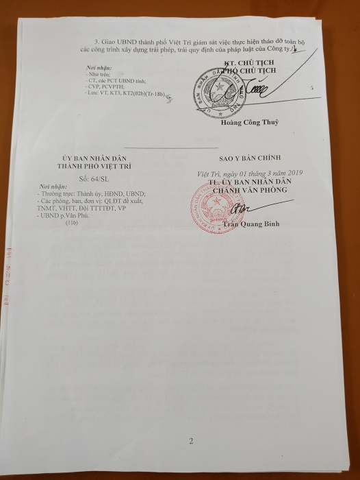 phu tho i ach thao do cac cong trinh xay dung trai phep tai den hung