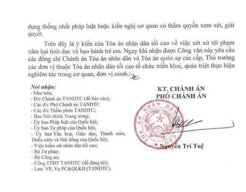 toa toi cao chi dao phai xu nghiem cac vu xam hai tre em