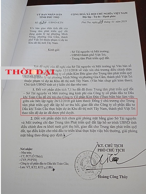 du an kdt moi tay nam viet tri ngang nhien san lap khi chua co quyet dinh cua ubnd tinh