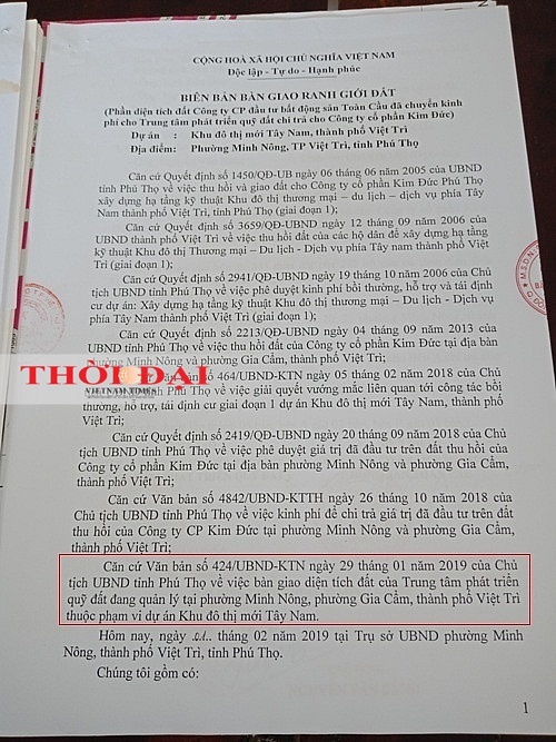 du an kdt moi tay nam viet tri ngang nhien san lap khi chua co quyet dinh cua ubnd tinh