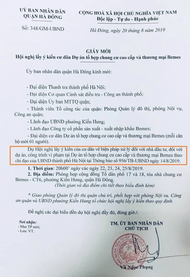 chu tich quan ha dong moi cu dan neu y kien xu ly chu dau tu muong thanh