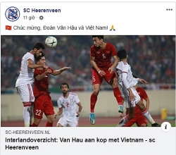 fanpage cua heereveen dang status chuc mung van hau va tuyen viet nam