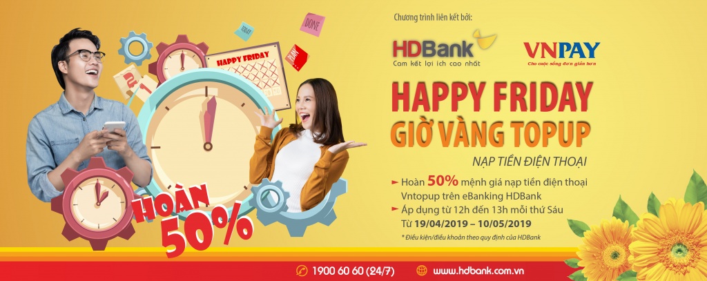 nap tien dien thoai trua thu 6 duoc hoan 50 gia tri tu hdbank