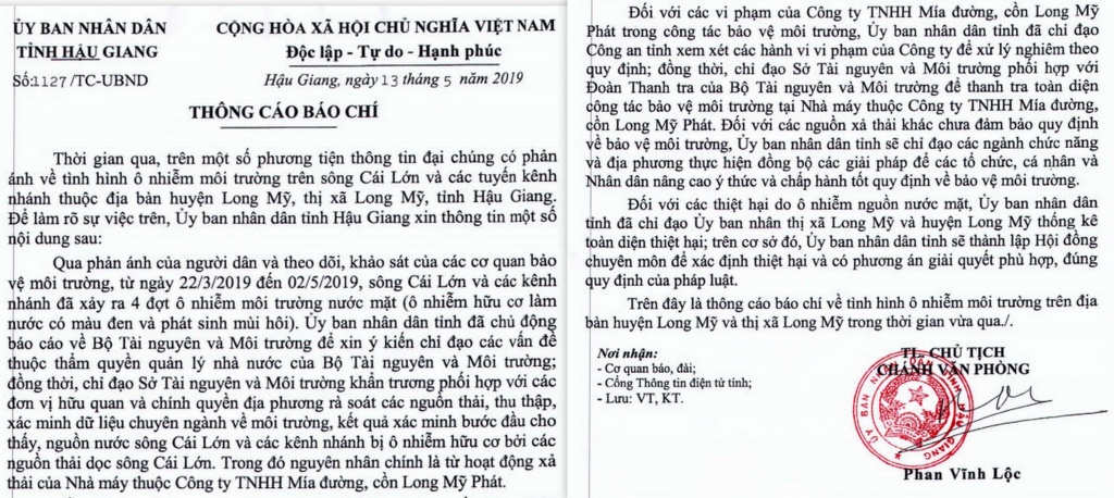 hau giang cong bo nguyen nhan nuoc song cai lon den ngom