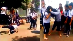 Nữ sinh lớp 7 đánh nhau như võ sĩ, quay clip đăng mạng xã hội