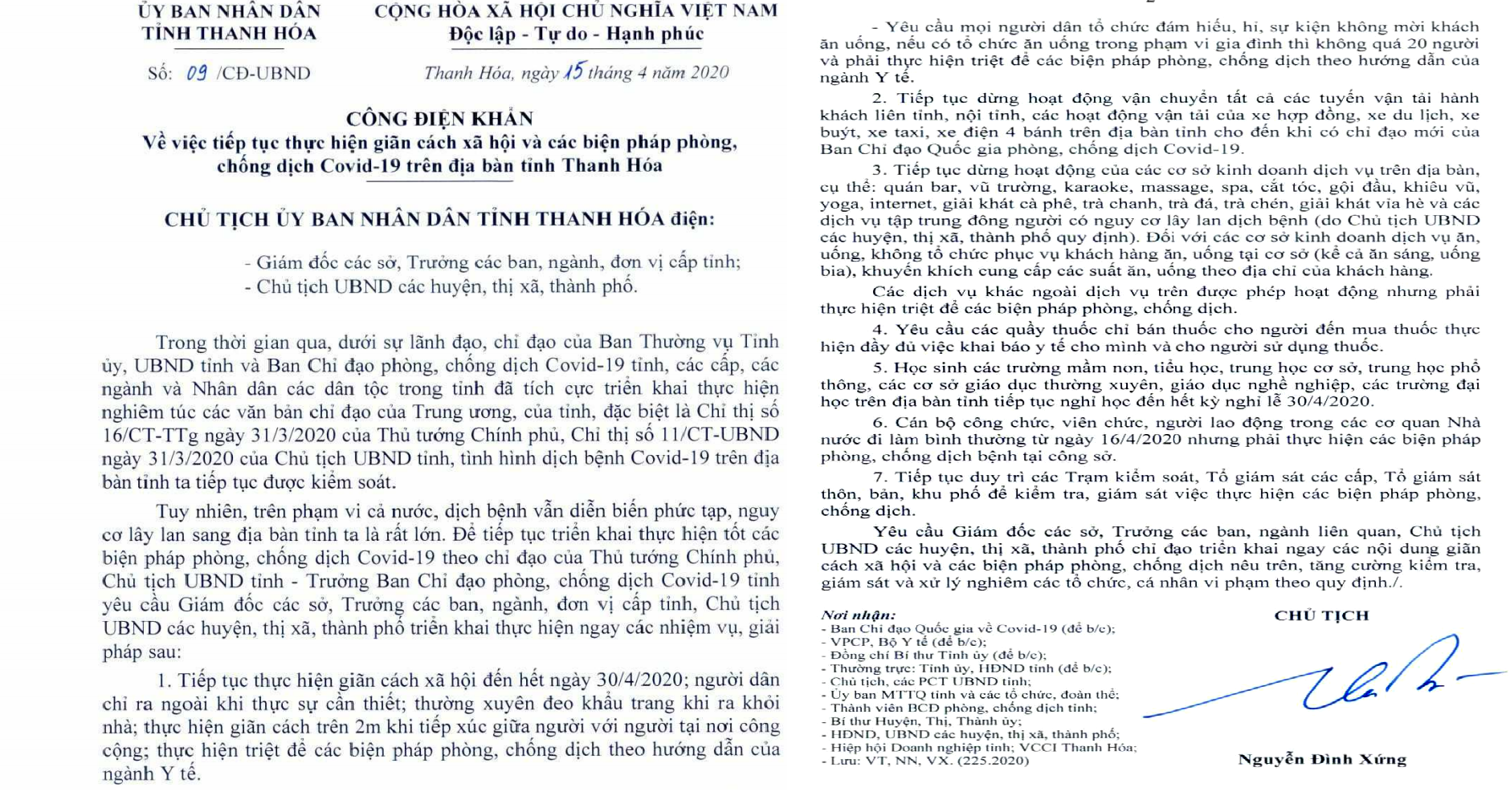thanh hoa ubnd tinh ra cong dien khan tiep tuc gian cach xa hoi den ngay 304