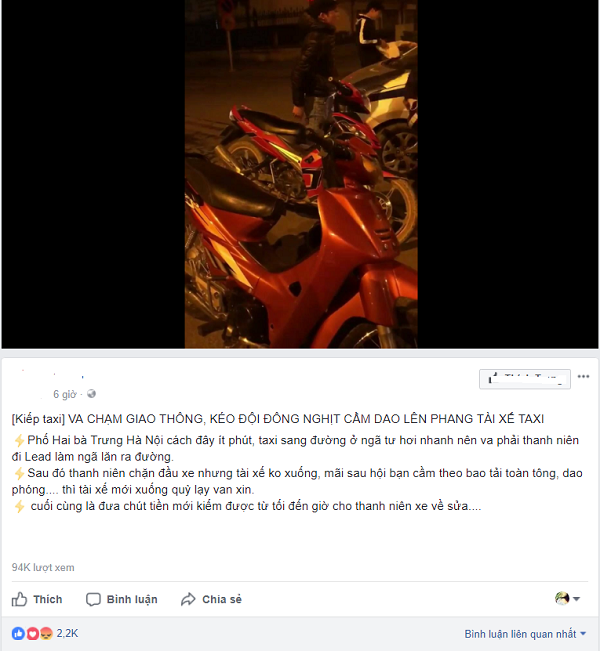 va cham giao thong nam thanh nien keo ban cam hung khi bao vay tai xe taxi