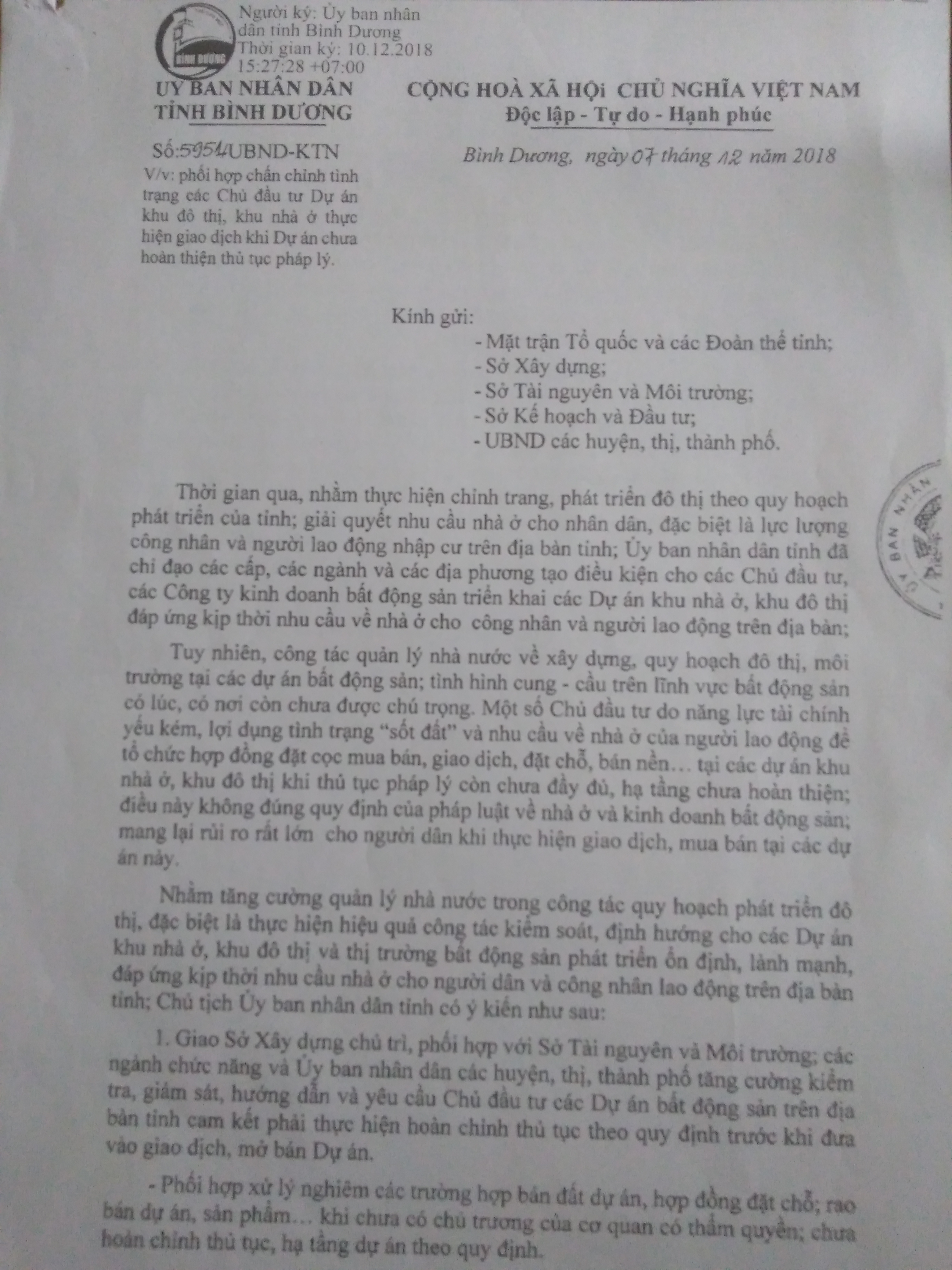 binh duong chan chinh tinh trang giao dich du an khi chua hoan thien phap ly