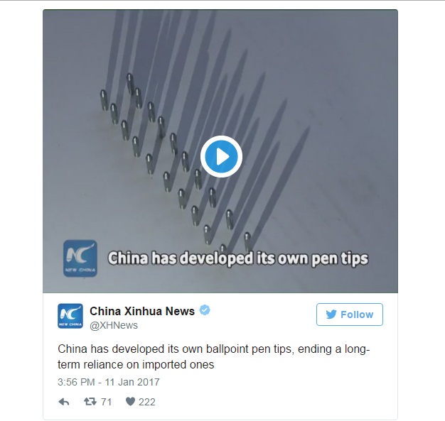 lan dau tien trung quoc san xuat thanh cong dau but bi