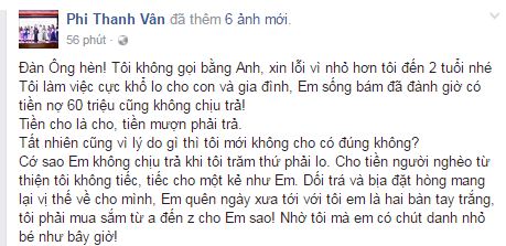 phi thanh van bat ngo yeu cau chong cu tra 60 trieu