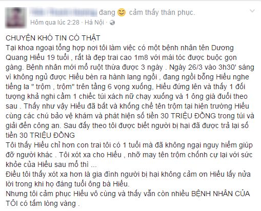 hanh dong dep chang thanh nien mo ruot thua dung cam bat cuop trong benh vien