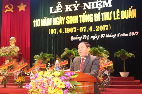 quang tri to chuc le ky niem 110 nam ngay sinh co tong bi thu le duan trang trong