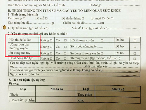 phieu suc khoe nha truong phat cho hoc sinh tieu hoc hoi bien phap tranh thai dang dung so lan co thai so lan say thai