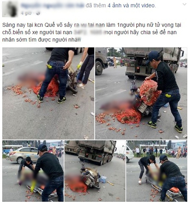 bac ninh nguoi phu nu cho hang bi xe tai can chet thuong tam