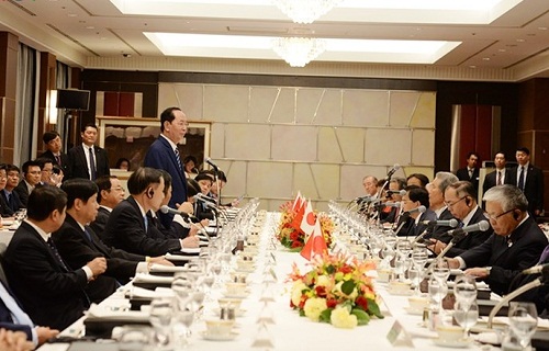 ngay lam viec thu hai chu tich nuoc gap go cac chu tich tap doan lon tai nhat ban