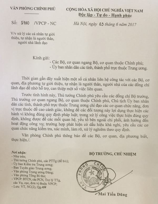 ca nhan tu gioi thieu la nguoi nha lanh dao se bi xu ly