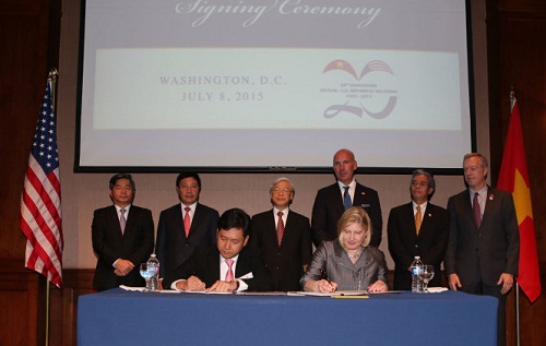 tong bi thu nguyen phu trong chung kien le ky nhieu van kien hop tac viet my