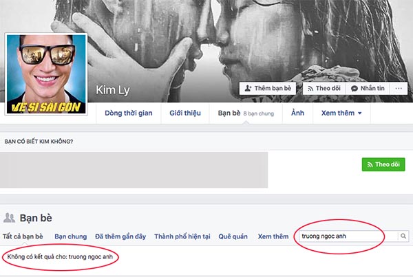 truong ngoc anh kim ly huy ket ban tren facebook