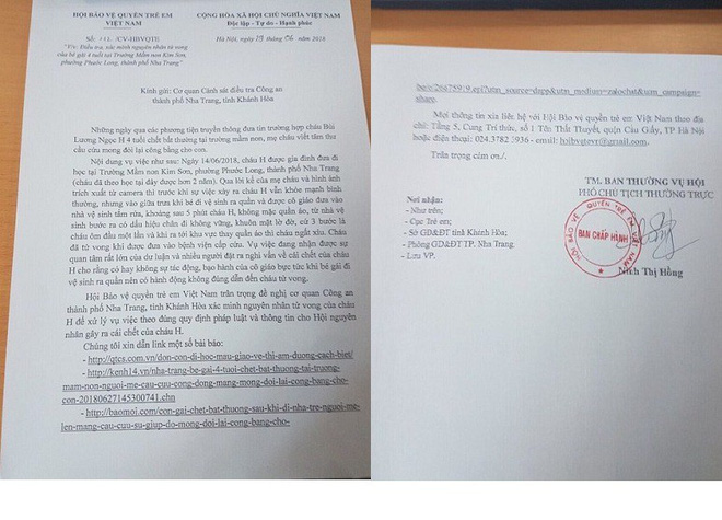 da co ket luan giam dinh phap y chinh thuc vu be gai 4 tuoi tu vong bat thuong tai truong mam non o nha trang