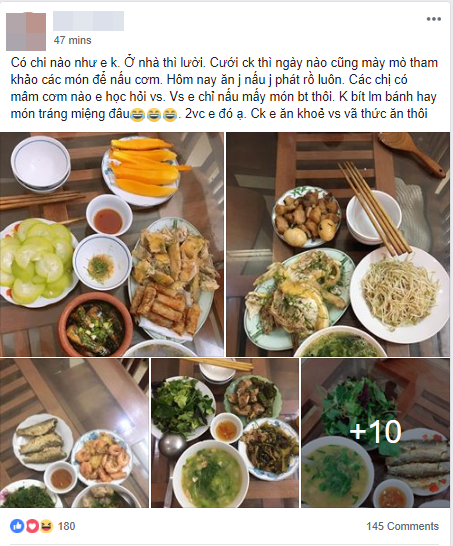 lay chong xong lai cham chi may mo nau an co vo thich an thit ga khoe hinh anh mam com hang ngay duoc chi em tam tac khen ngoi