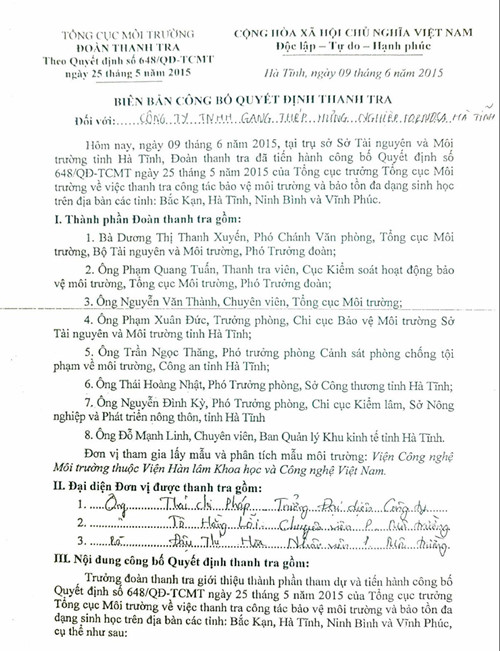 thanh tra formosa chi trong nua ngay