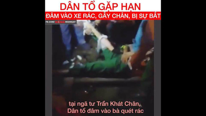 ha noi nam thanh nien nghi dua xe may tong gay co chan nu cong nhan quet rac roi bo tron