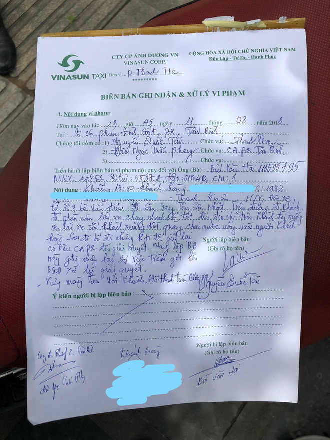 tai xe hang taxi vinasun bi to chay au chui boi va hanh hung khach hang giua sai gon