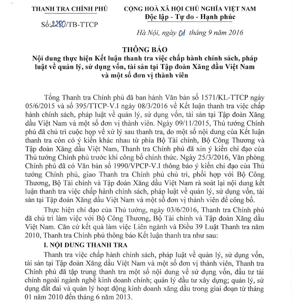 thanh tra chinh phu chi ro hang loat sai pham nghiem trong cua petrolimex