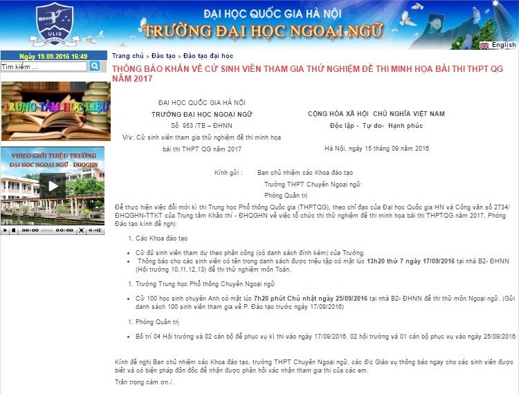 dh ngoai ngu dh quoc gia ha noi to chuc thi thu thpt quoc gia 2017