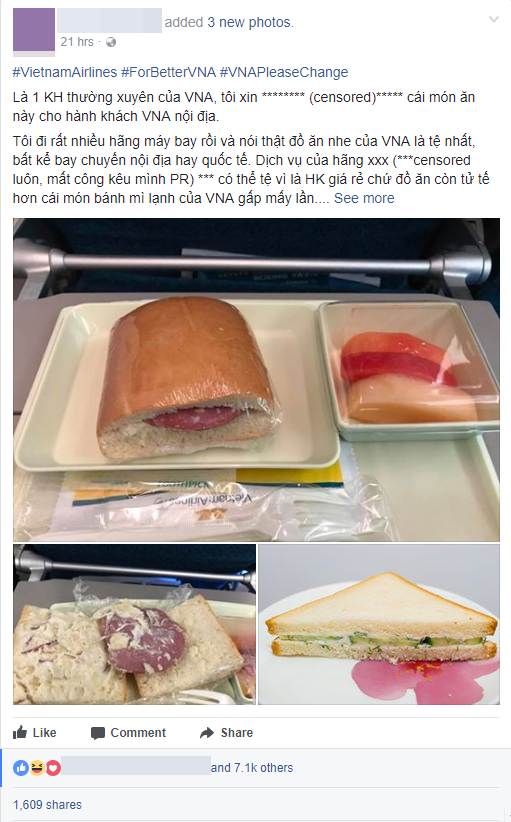 chat luong bua an nhe cua vietnam airlines va cach che bai gay tranh cai cua mot hanh khach