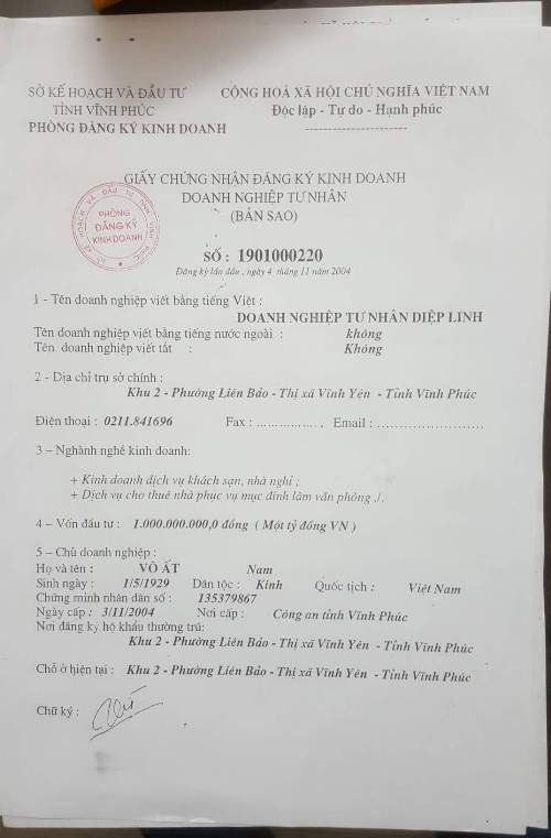 ubnd tinh vinh phuc chi dao kiem tra viec su dung dat cua doanh nghiep diep linh