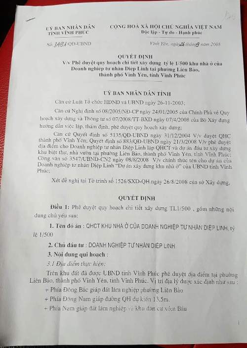 ubnd tinh vinh phuc chi dao kiem tra viec su dung dat cua doanh nghiep diep linh